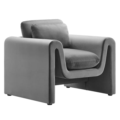 Modway Outlet Waverly Performance Velvet Armchair by Modway  Living Room Furniture Gray - EEI-6576-GRY
