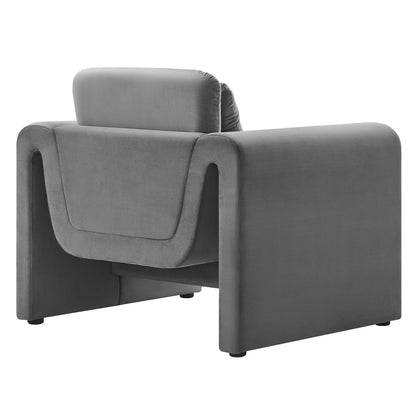 Modway Outlet Waverly Performance Velvet Armchair by Modway  Living Room Furniture Gray - EEI-6576-GRY