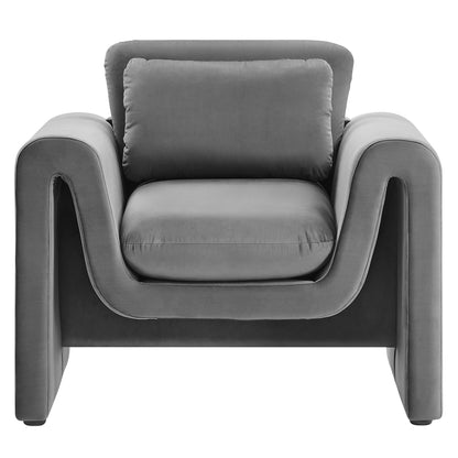 Modway Outlet Waverly Performance Velvet Armchair by Modway  Living Room Furniture Gray - EEI-6576-GRY