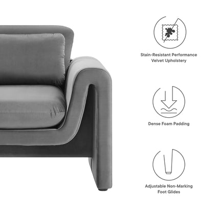 Modway Outlet Waverly Performance Velvet Armchair by Modway  Living Room Furniture Gray - EEI-6576-GRY
