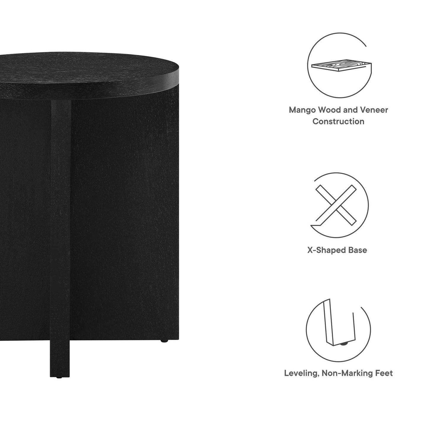 Modway - Silas Round Wood Side Table by Modway  Living Room Tables Black - EEI-6579-BLK