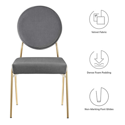 Modway Outlet Craft Performance Velvet Dining Side Chairs Set of 2 by Modway  Bar and Dining Furniture Gold Gray - EEI-6581-GLD-GRY