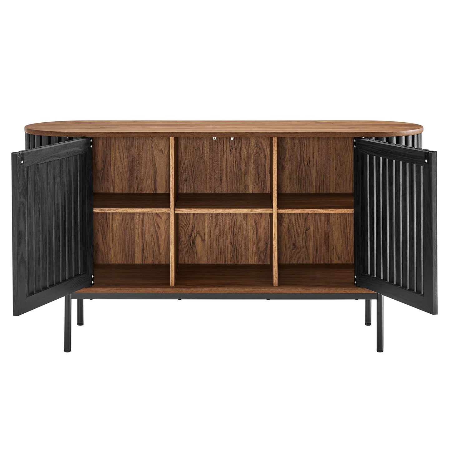 Modway Outlet Fortitude 59? Oval Sideboard by Modway  Living Room Furniture Walnut Black - EEI-6590-WAL-BLK