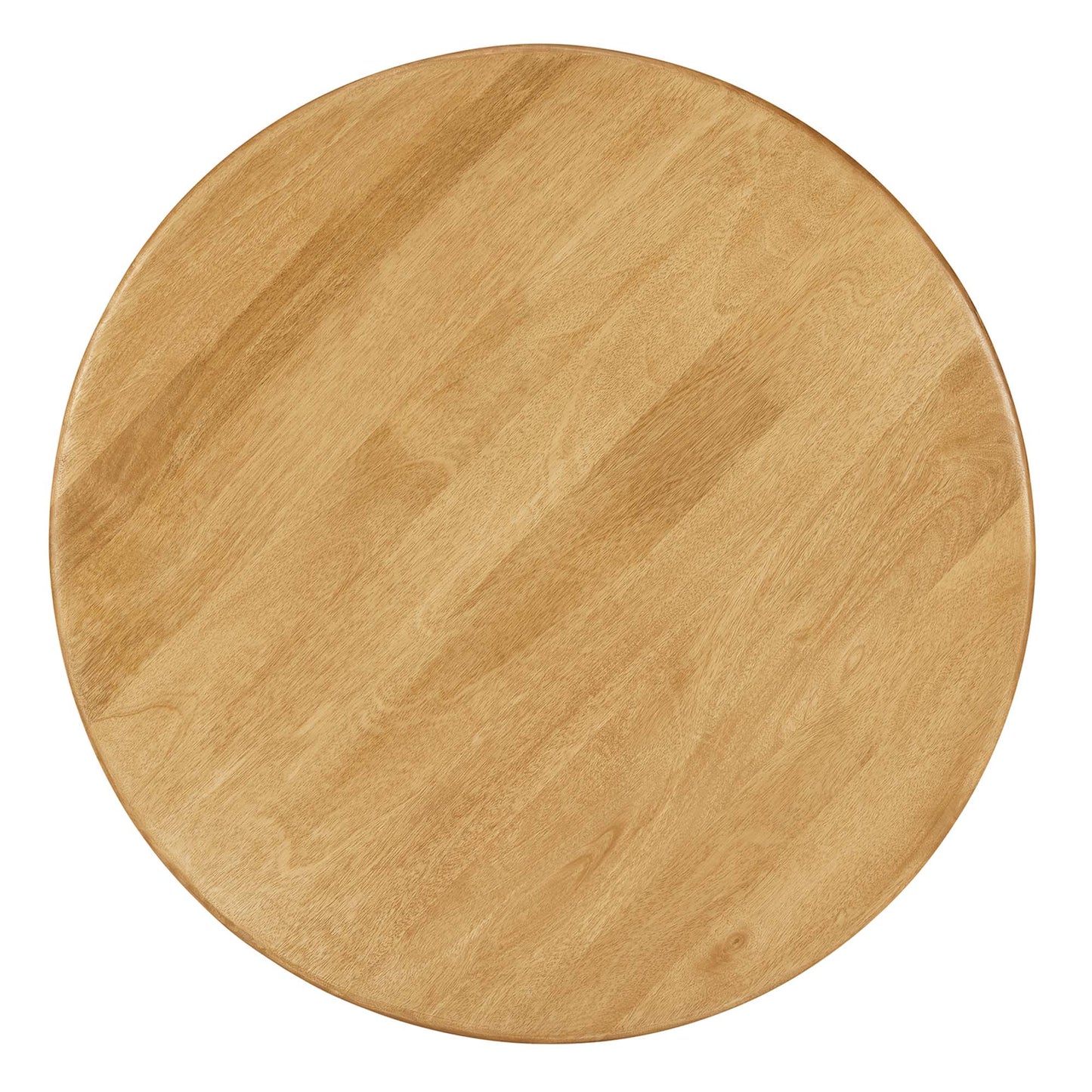 Round oak wood coffee table with a light natural finish, smooth surface and visible grain, 34-inch diameter.