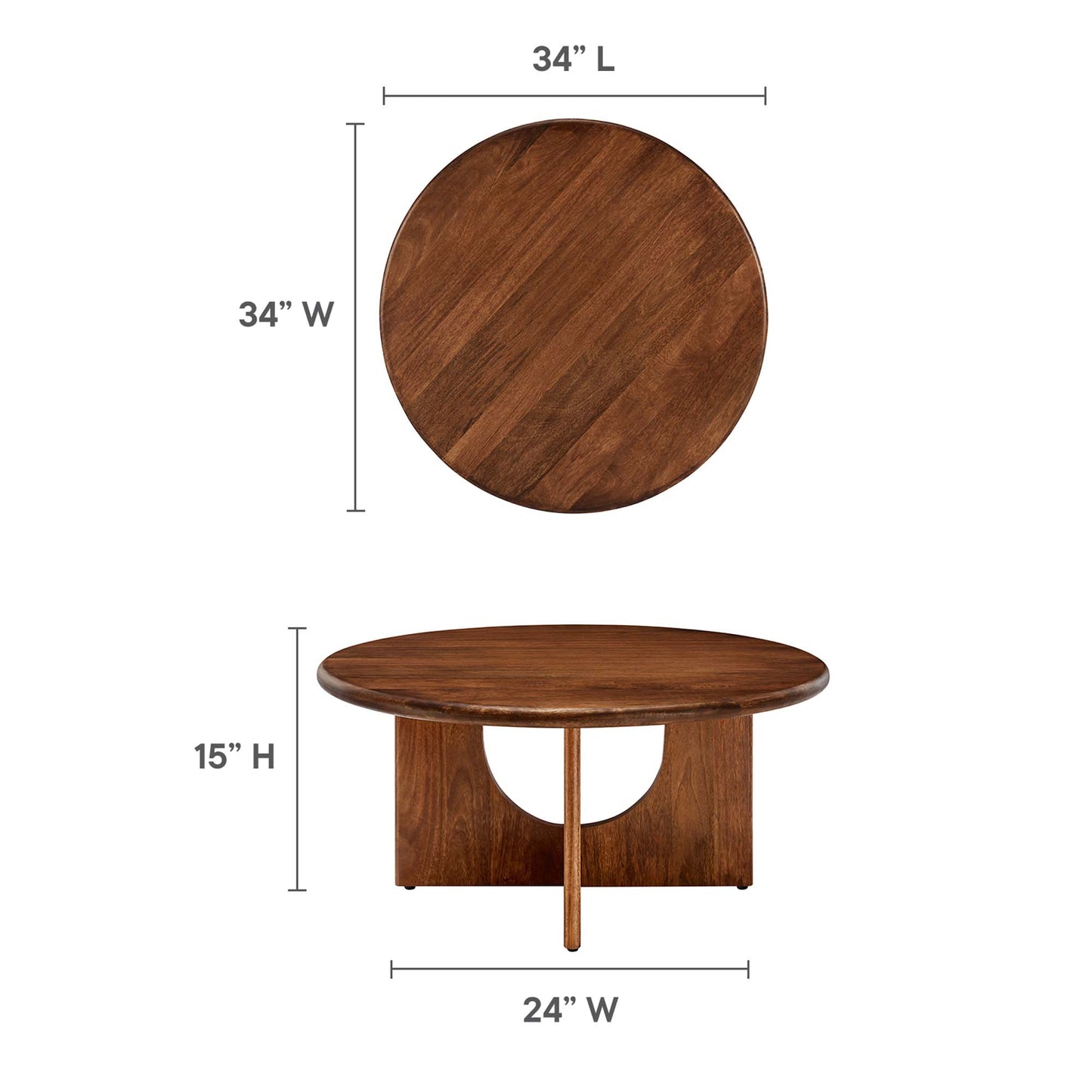 Modway - Rivian Round 34" Coffee Table by Modway  Living Room Tables Brown - EEI-6594-WAL