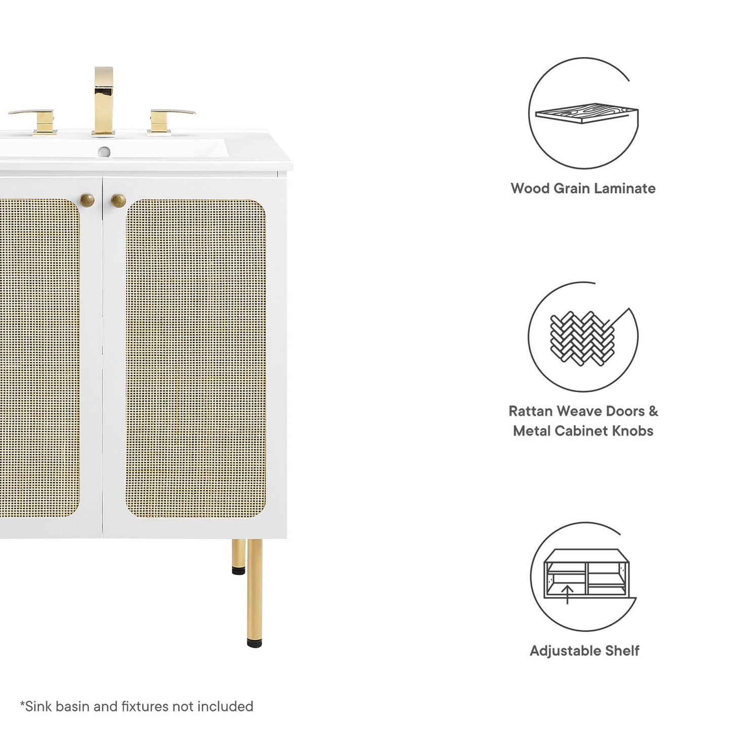 Modway Outlet Chaucer 24" Bathroom Vanity Cabinet (Sink Basin Not Included) by Modway  Bathroom Furniture White - EEI-6601-WHI