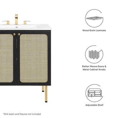 Modway Outlet Chaucer 30" Bathroom Vanity Cabinet (Sink Basin Not Included) by Modway  Bathroom Furniture Black - EEI-6602-BLK