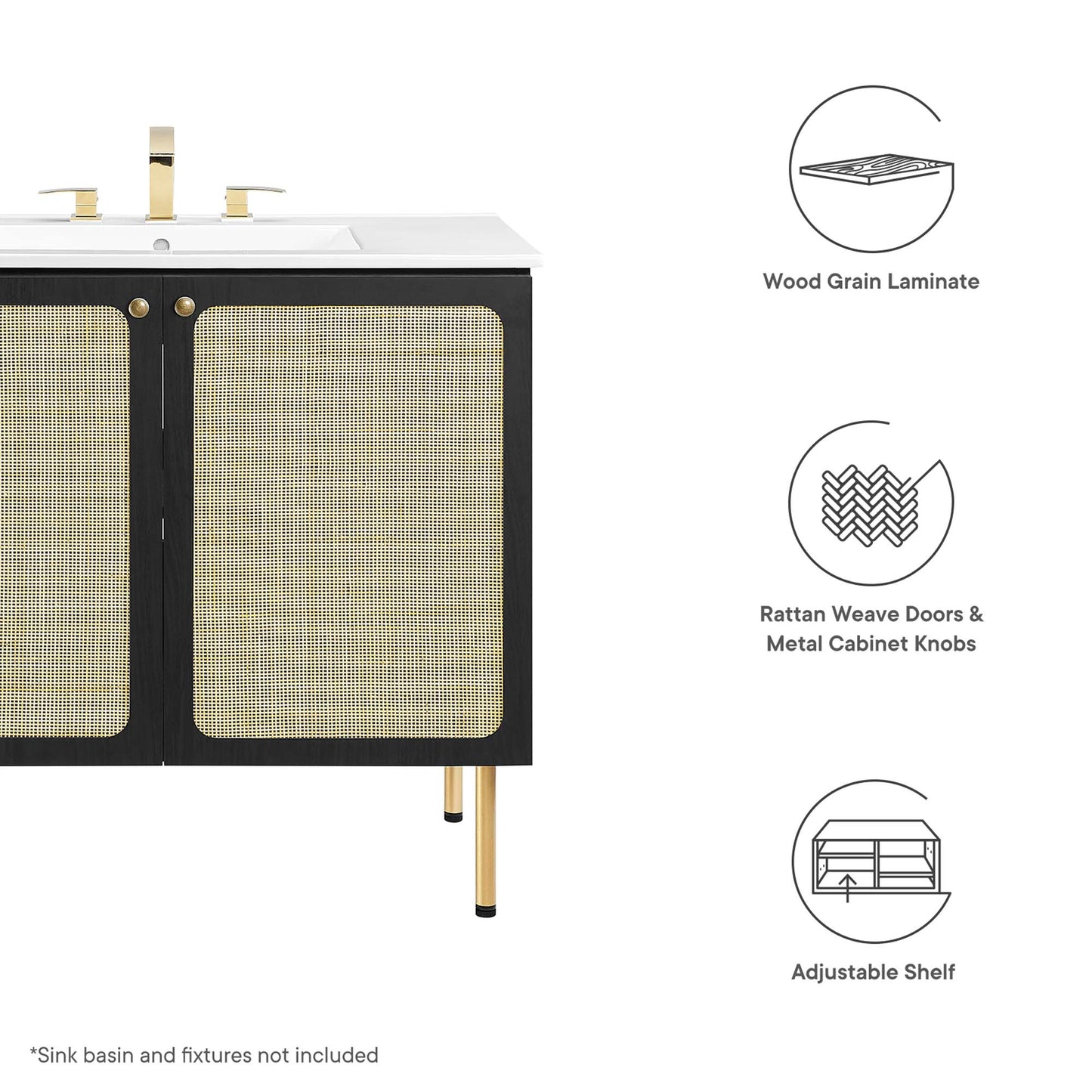 Modway Outlet Chaucer 36" Bathroom Vanity Cabinet (Sink Basin Not Included) by Modway  Bathroom Furniture Black - EEI-6603-BLK