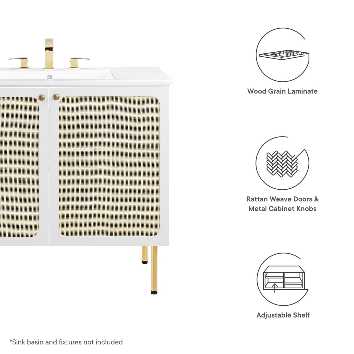 Modway Outlet Chaucer 36" Bathroom Vanity Cabinet (Sink Basin Not Included) by Modway  Bathroom Furniture White - EEI-6603-WHI