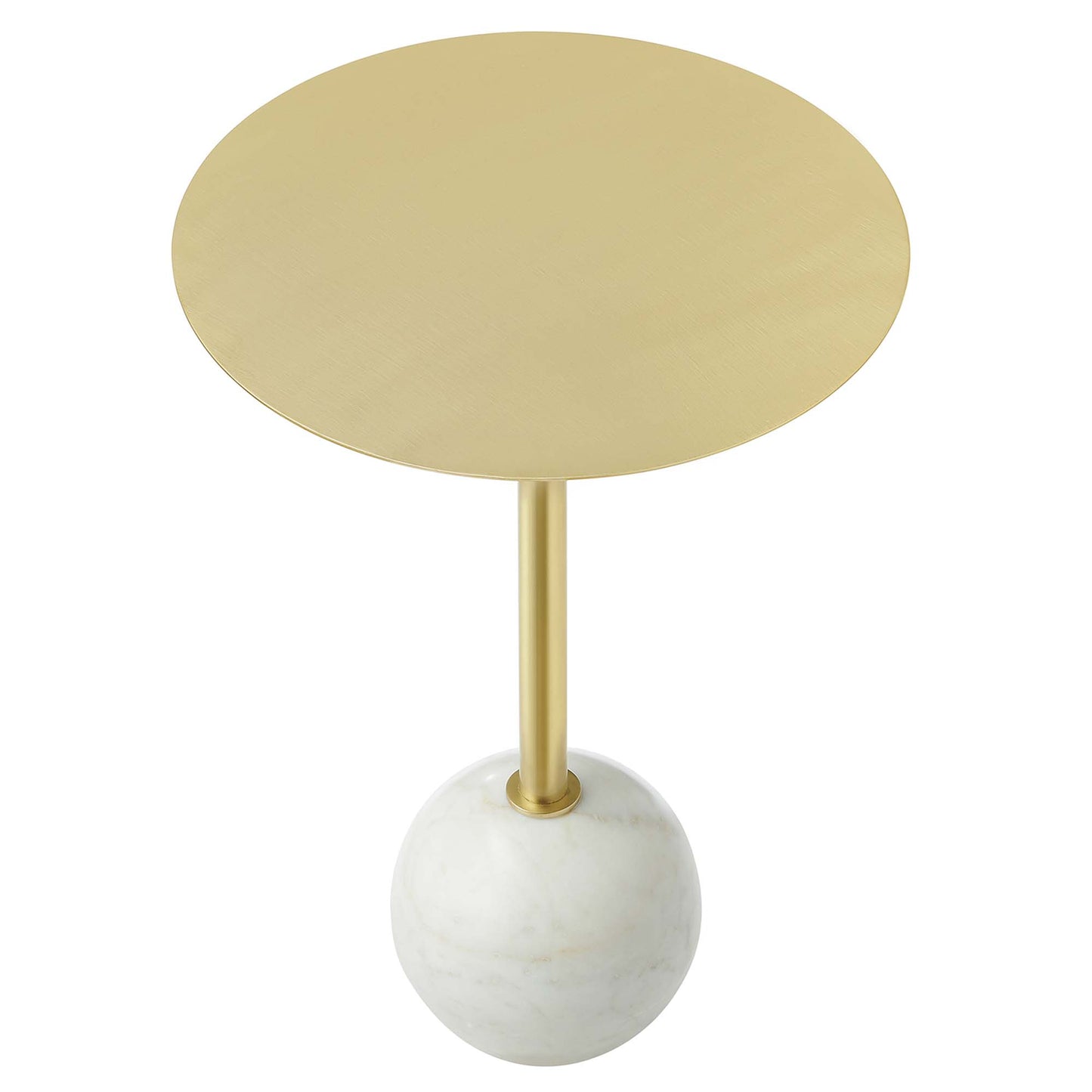 Modway - Aliza Round White Marble Side Table by Modway  Living Room Tables Brown - EEI-6606-WHI-BRA