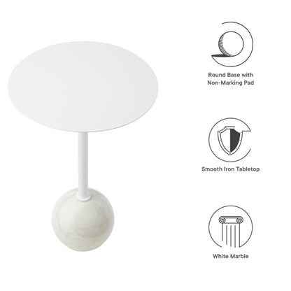 Modway - Aliza Round White Marble Side Table by Modway  Living Room Tables White - EEI-6606-WHI-WHI