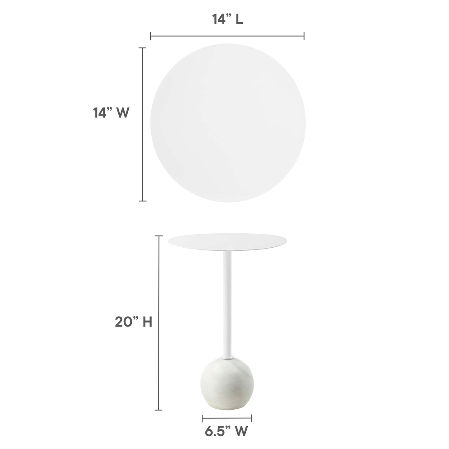 Modway - Aliza Round White Marble Side Table by Modway  Living Room Tables White - EEI-6606-WHI-WHI