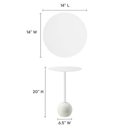 Modway - Aliza Round White Marble Side Table by Modway  Living Room Tables White - EEI-6606-WHI-WHI