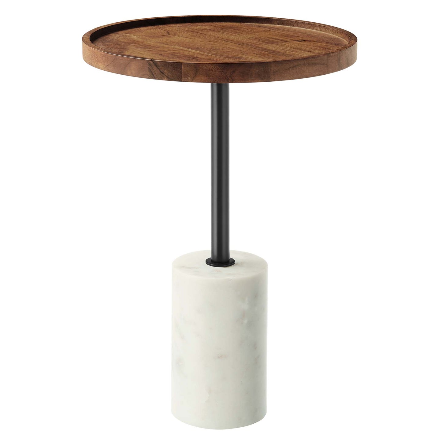 Modway - Amina Round Acacia Wood Side Table by Modway  Living Room Tables Brown - EEI-6607-WHI-LOC
