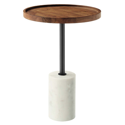 Modway - Amina Round Acacia Wood Side Table by Modway  Living Room Tables Brown - EEI-6607-WHI-LOC