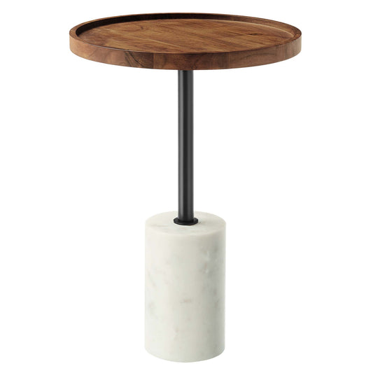 Modway - Amina Round Acacia Wood Side Table by Modway  Living Room Tables Brown - EEI-6607-WHI-LOC