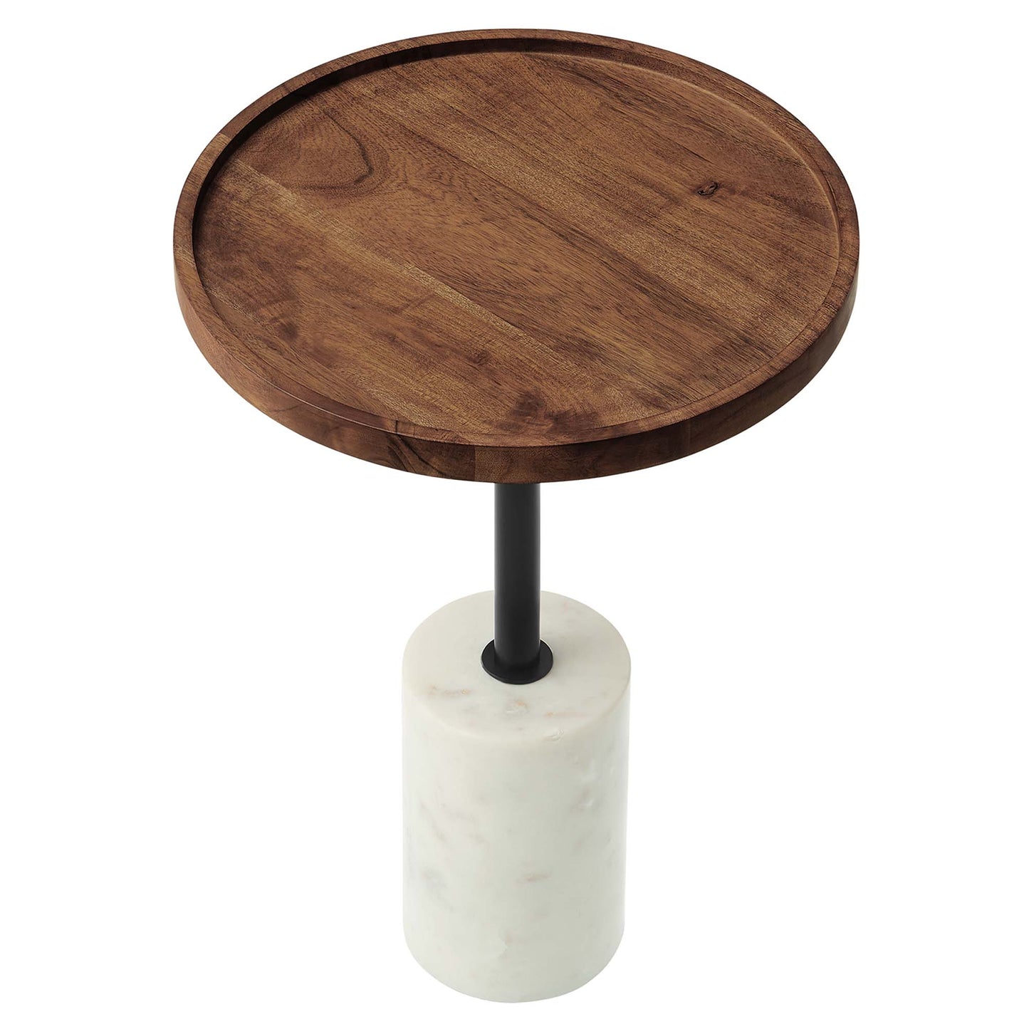 Modway - Amina Round Acacia Wood Side Table by Modway  Living Room Tables Brown - EEI-6607-WHI-LOC