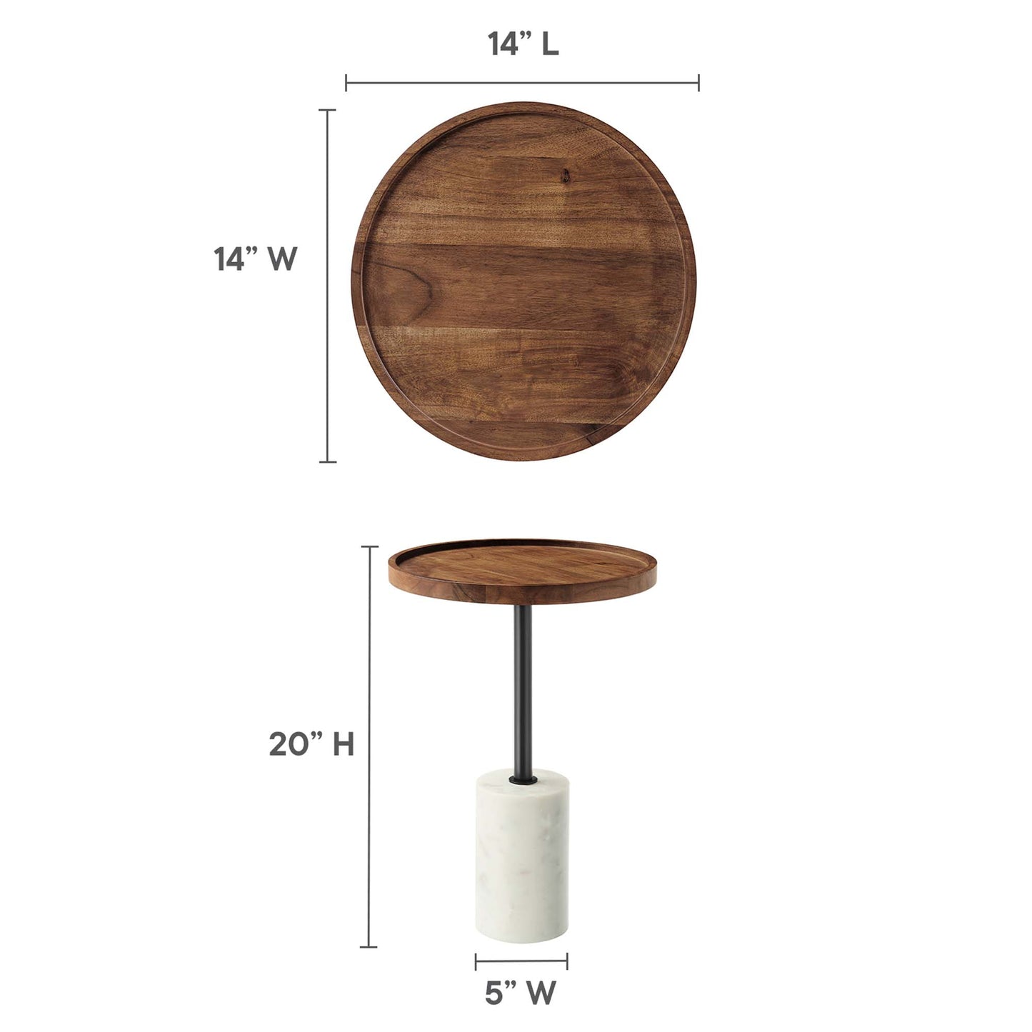 Modway - Amina Round Acacia Wood Side Table by Modway  Living Room Tables Brown - EEI-6607-WHI-LOC