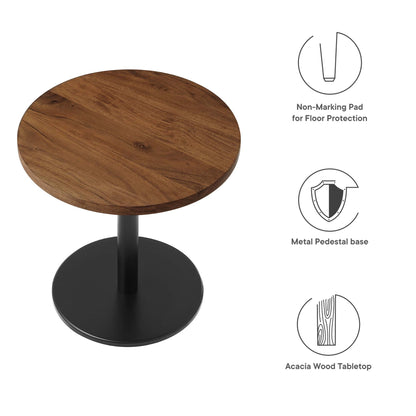 Modway - Viva Round Acacia Wood Side Table by Modway  Living Room Tables Black - EEI-6610-BLK-LOC
