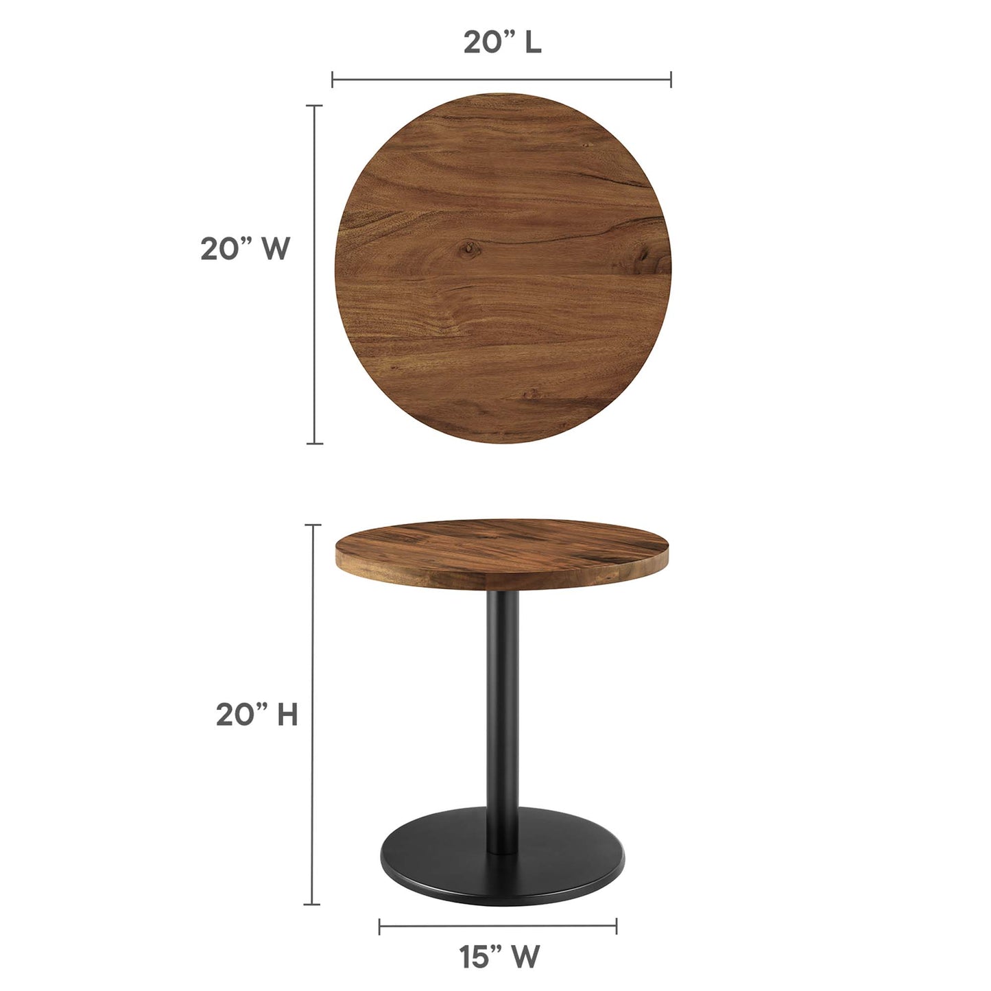 Modway - Viva Round Acacia Wood Side Table by Modway  Living Room Tables Black - EEI-6610-BLK-LOC