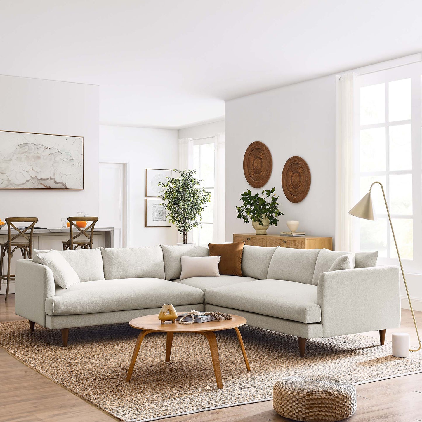 Modway - Zoya 3 Piece Down Filled Overstuffed Sectional Sofa by Modway  Living Room Sofas and Armchairs White - EEI-6613-HEI
