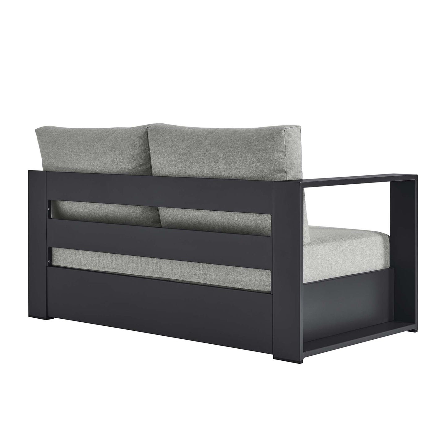 Modway - Tahoe Outdoor Patio Powder-Coated Aluminum Modular Left-Facing Loveseat by Modway  Outdoor Furniture Sofa Sectionals Gray - EEI-6629-GRY-GRY
