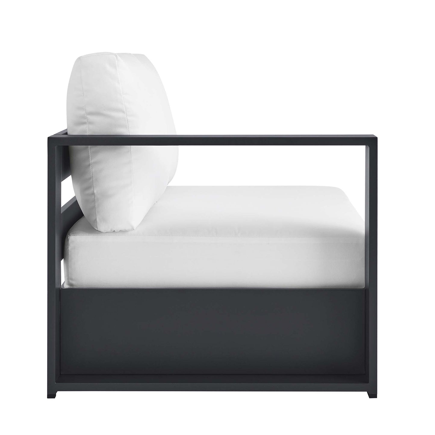 Modway - Tahoe Outdoor Patio Powder-Coated Aluminum Modular Left-Facing Loveseat by Modway  Outdoor Furniture Sofa Sectionals White - EEI-6629-GRY-WHI