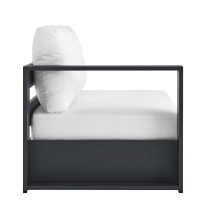 Modway - Tahoe Outdoor Patio Powder-Coated Aluminum Modular Left-Facing Loveseat by Modway  Outdoor Furniture Sofa Sectionals White - EEI-6629-GRY-WHI