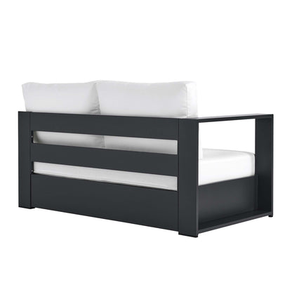 Modway - Tahoe Outdoor Patio Powder-Coated Aluminum Modular Left-Facing Loveseat by Modway  Outdoor Furniture Sofa Sectionals White - EEI-6629-GRY-WHI