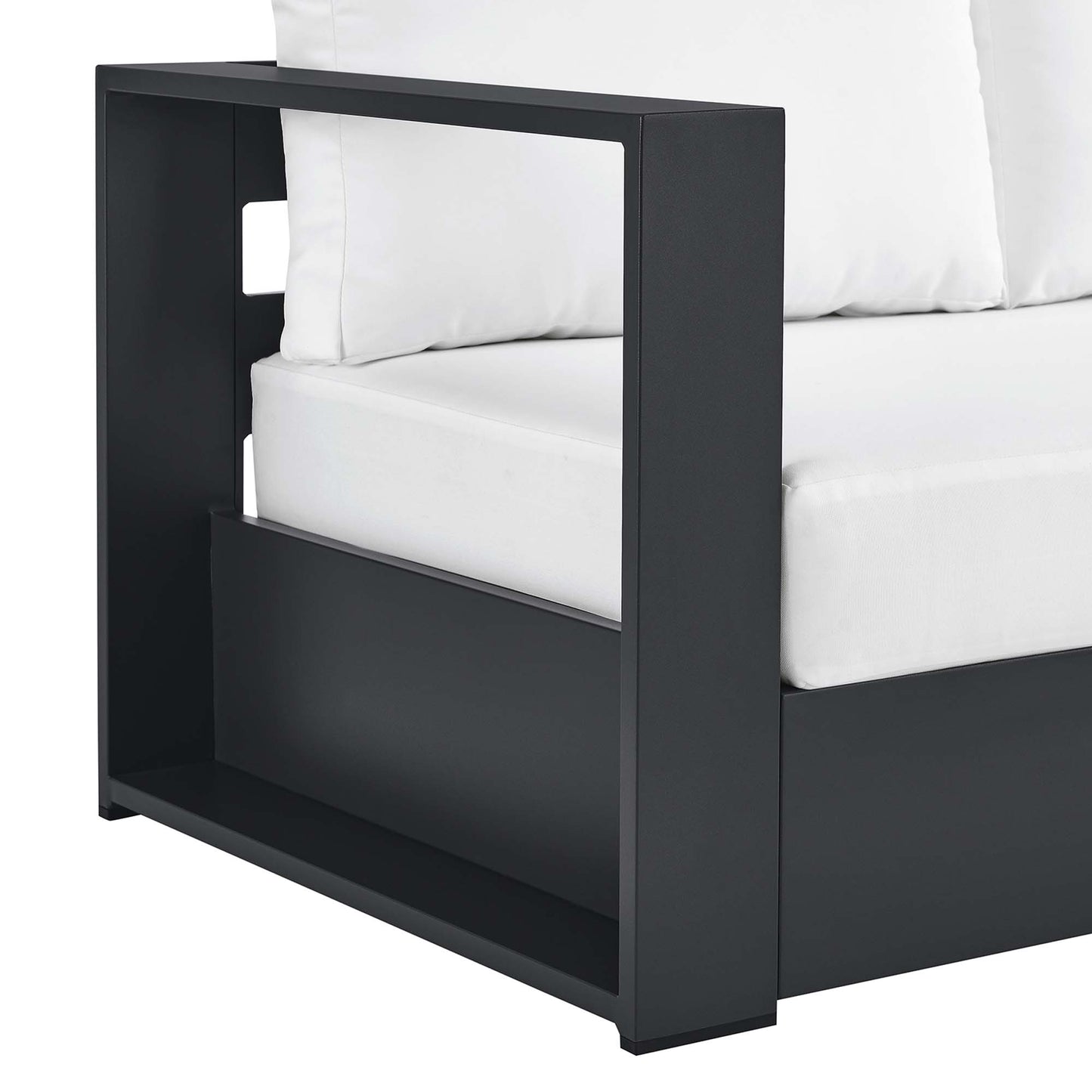 Modway - Tahoe Outdoor Patio Powder-Coated Aluminum Modular Left-Facing Loveseat by Modway  Outdoor Furniture Sofa Sectionals White - EEI-6629-GRY-WHI