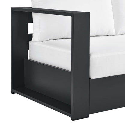 Modway - Tahoe Outdoor Patio Powder-Coated Aluminum Modular Left-Facing Loveseat by Modway  Outdoor Furniture Sofa Sectionals White - EEI-6629-GRY-WHI