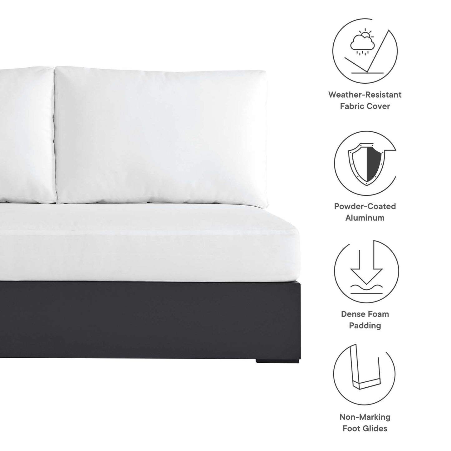 Modway - Tahoe Outdoor Patio Powder-Coated Aluminum Modular Left-Facing Loveseat by Modway  Outdoor Furniture Sofa Sectionals White - EEI-6629-GRY-WHI