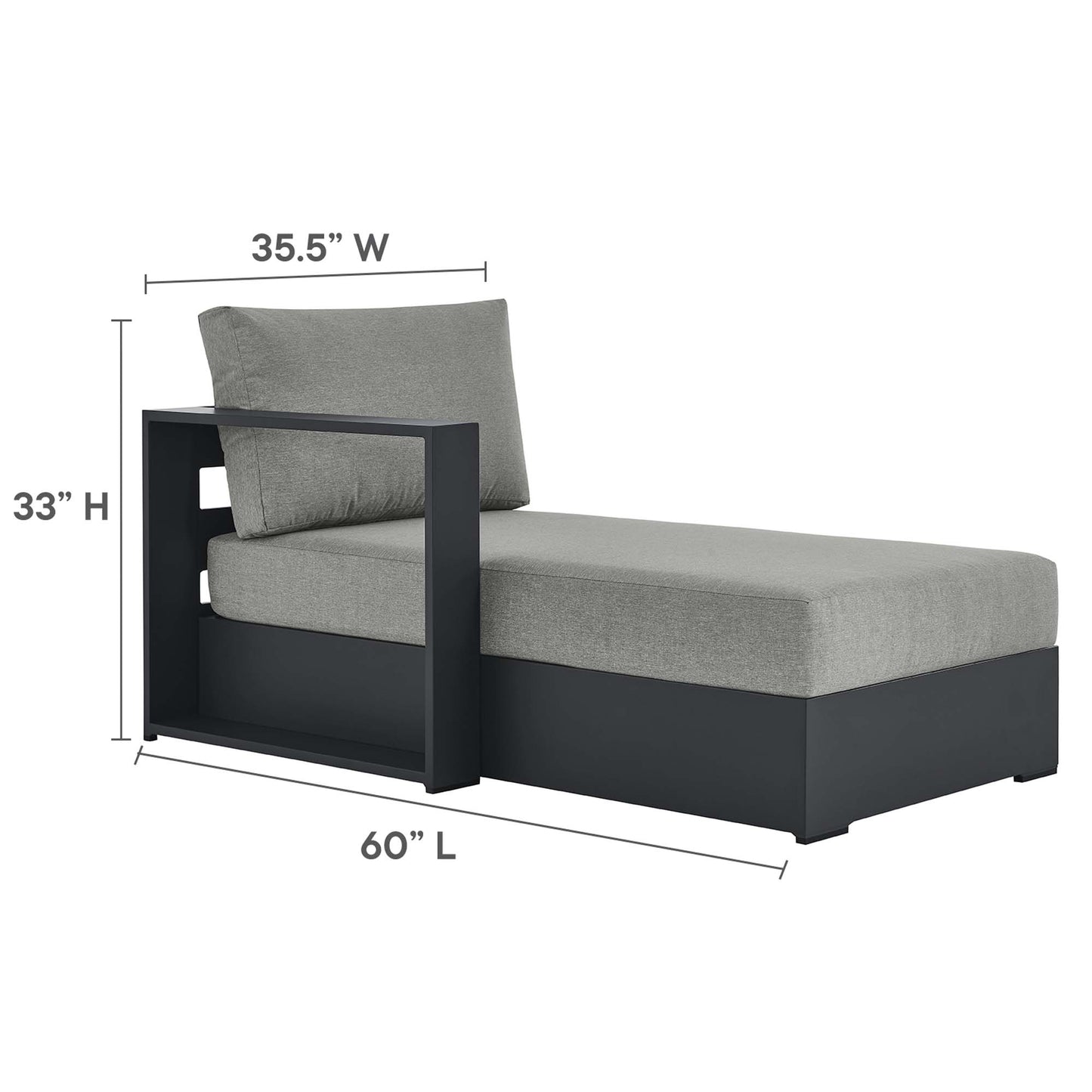Modway - Tahoe Outdoor Patio Powder-Coated Aluminum Modular Left-Facing Chaise Lounge by Modway  Outdoor Furniture Sofa Sectionals Gray - EEI-6632-GRY-GRY
