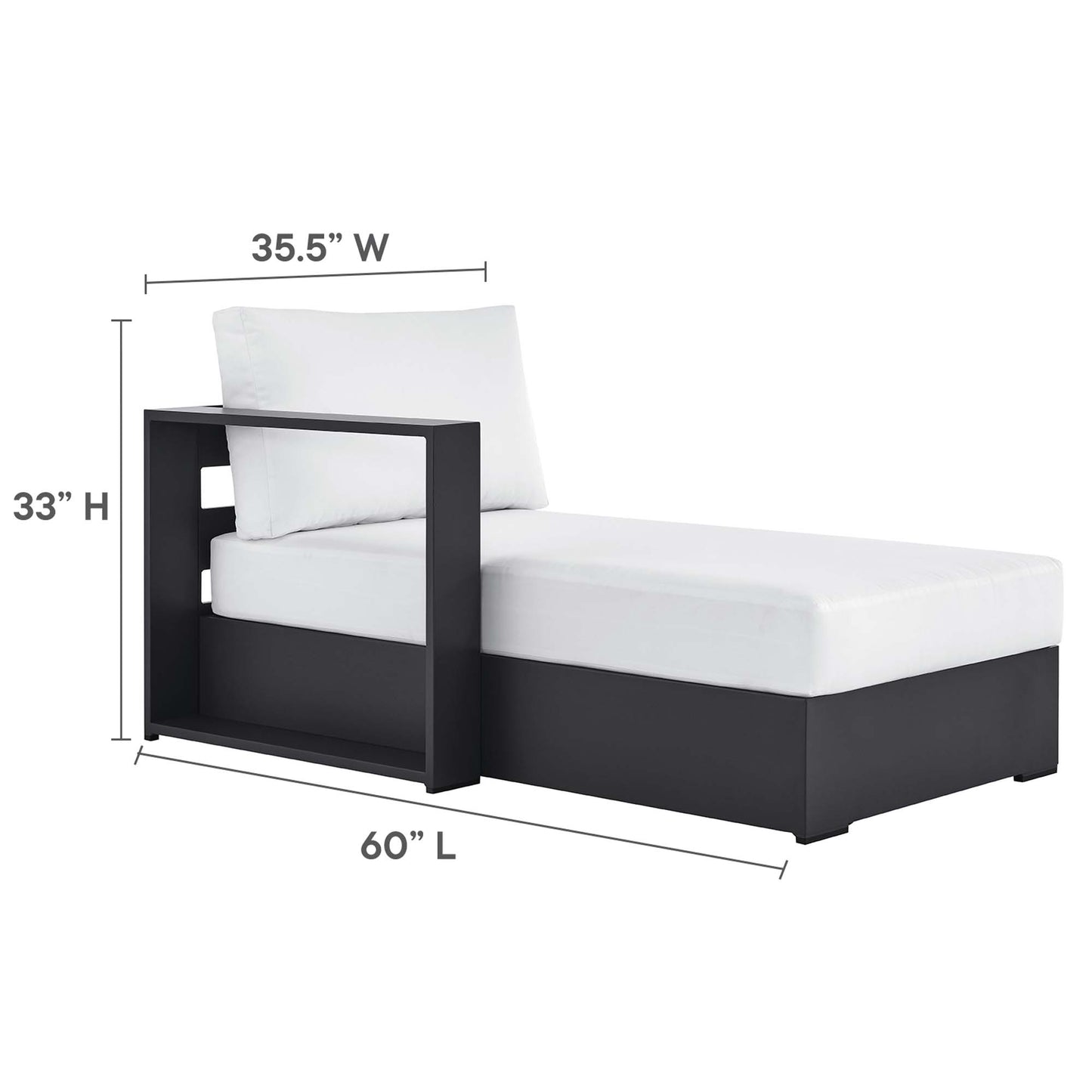 Modway - Tahoe Outdoor Patio Powder-Coated Aluminum Modular Left-Facing Chaise Lounge by Modway  Outdoor Furniture Sofa Sectionals White - EEI-6632-GRY-WHI