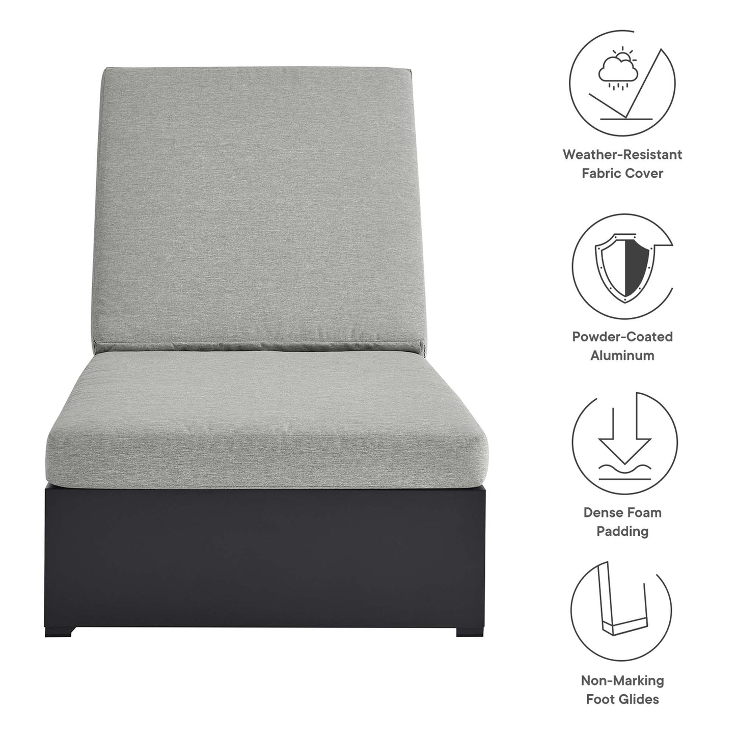 Modway - Tahoe Outdoor Patio Powder-Coated Aluminum Chaise Lounge Chair by Modway  Outdoor Furniture Sofa Sectionals Gray - EEI-6634-GRY-GRY