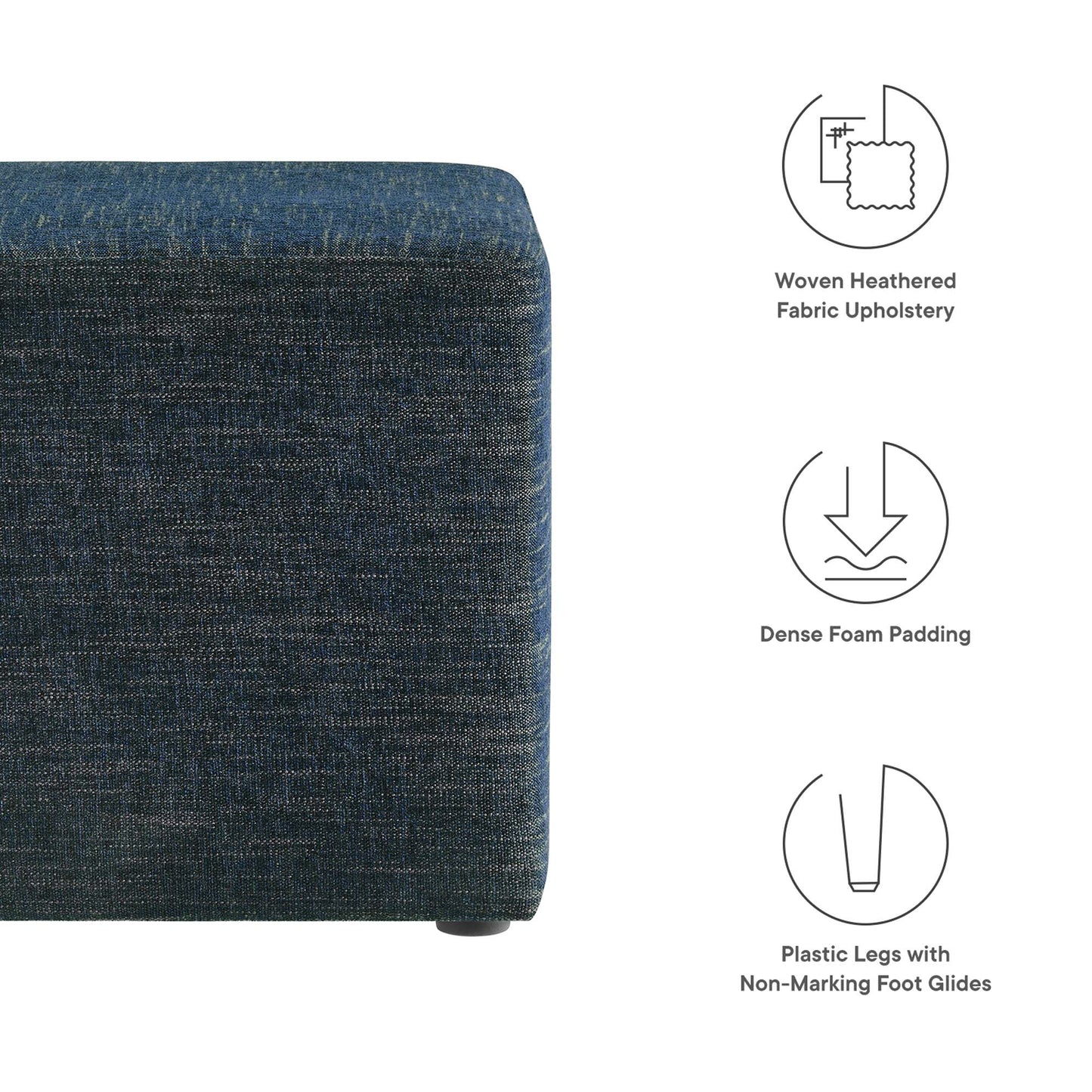 Modway - Callum 17" Square Woven Heathered Fabric Upholstered Ottoman by Modway  Living Room Sofas and Armchairs Blue - EEI-6636-HEA
