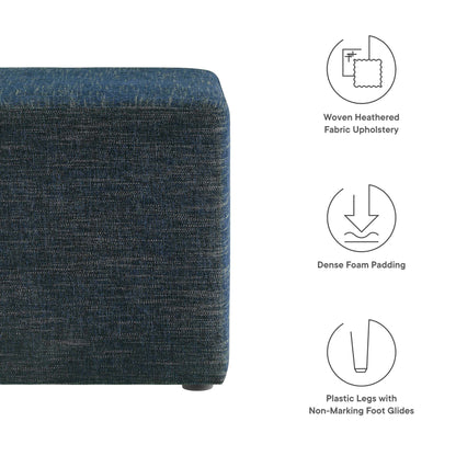 Modway - Callum 17" Square Woven Heathered Fabric Upholstered Ottoman by Modway  Living Room Sofas and Armchairs Blue - EEI-6636-HEA