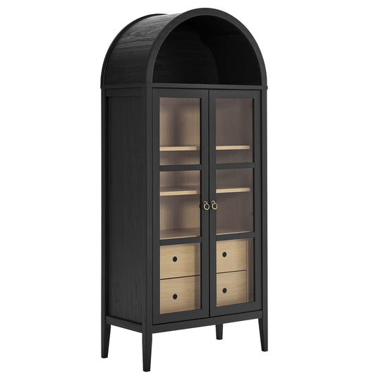 Modway - Nolan Tall Arched Storage Display Cabinet by Modway  Living Room Decor Brown - EEI-6639-BLK-OAK