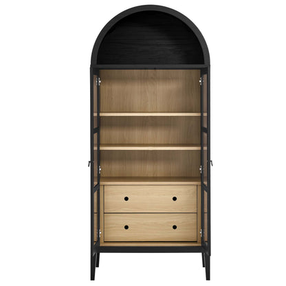 Modway - Nolan Tall Arched Storage Display Cabinet by Modway  Living Room Decor Brown - EEI-6639-BLK-OAK