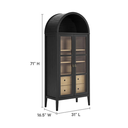 Modway - Nolan Tall Arched Storage Display Cabinet by Modway  Living Room Decor Brown - EEI-6639-BLK-OAK