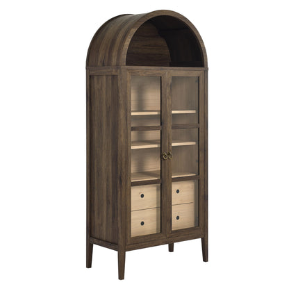 Modway - Nolan Tall Arched Storage Display Cabinet by Modway  Living Room Decor Brown - EEI-6639-WAL-HCK