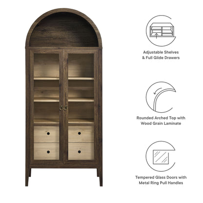 Modway - Nolan Tall Arched Storage Display Cabinet by Modway  Living Room Decor Brown - EEI-6639-WAL-HCK