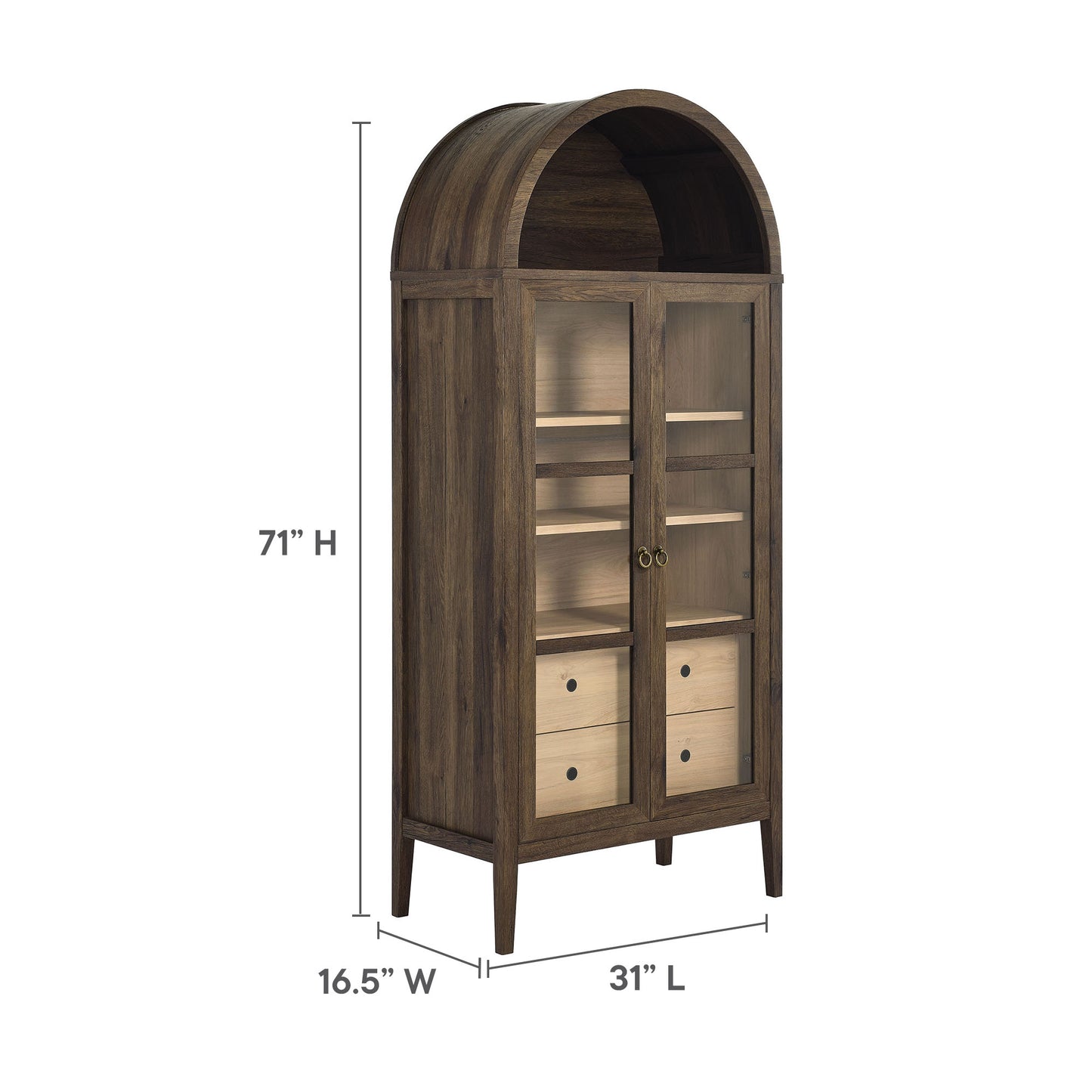Modway - Nolan Tall Arched Storage Display Cabinet by Modway  Living Room Decor Brown - EEI-6639-WAL-HCK