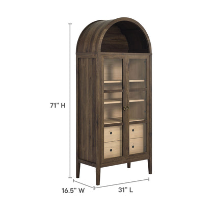 Modway - Nolan Tall Arched Storage Display Cabinet by Modway  Living Room Decor Brown - EEI-6639-WAL-HCK
