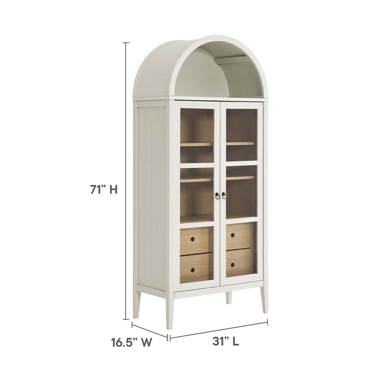 Modway - Nolan Tall Arched Storage Display Cabinet by Modway  Living Room Decor Brown - EEI-6639-WHI-OAK