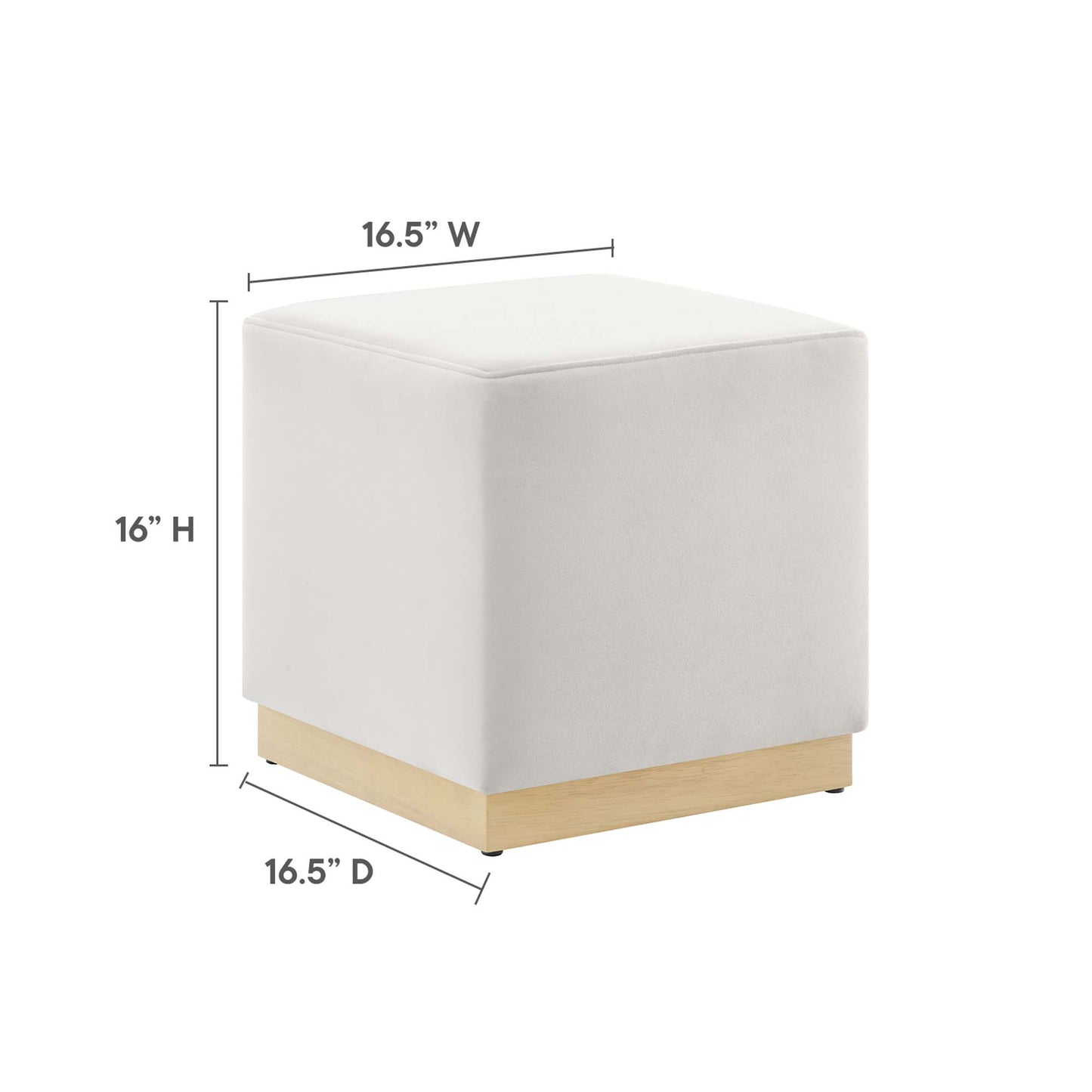 Modway - Tilden 17" Square Performance Velvet Upholstered Ottoman by Modway  Living Room Sofas and Armchairs White - EEI-6640-ALA-NAT