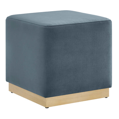 Modway - Tilden 17" Square Performance Velvet Upholstered Ottoman by Modway  Living Room Sofas and Armchairs Blue - EEI-6640-CAB-NAT