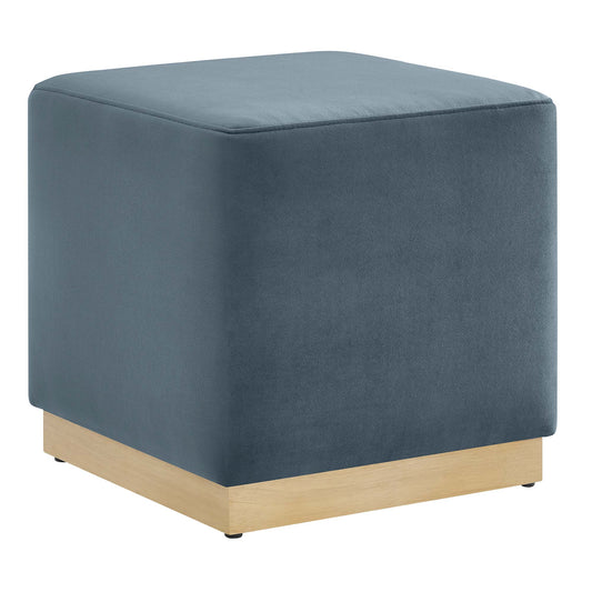 Modway - Tilden 17" Square Performance Velvet Upholstered Ottoman by Modway  Living Room Sofas and Armchairs Blue - EEI-6640-CAB-NAT