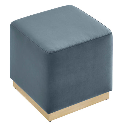 Modway - Tilden 17" Square Performance Velvet Upholstered Ottoman by Modway  Living Room Sofas and Armchairs Blue - EEI-6640-CAB-NAT