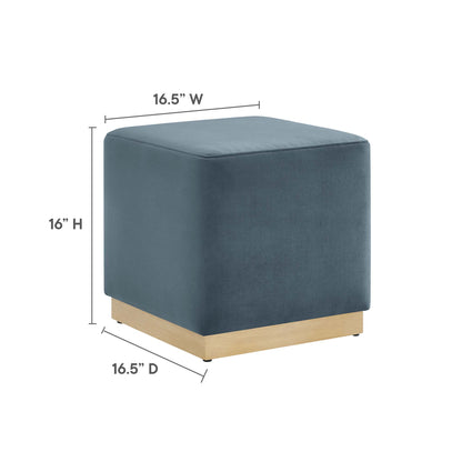 Modway - Tilden 17" Square Performance Velvet Upholstered Ottoman by Modway  Living Room Sofas and Armchairs Blue - EEI-6640-CAB-NAT